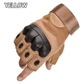 Tactical sand yellow half-finger gloves with protective hard shell knuckles and velcro strap - L / Soft Shell Protection-Half Finger / Sand