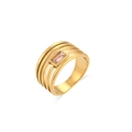 18K vergulde meerlaagse holle ring met roze edelsteen en matte afwerking voor dames - US 6 / Roze Zirkonia