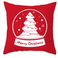 Close-up of red Christmas pillow case featuring a white snowy tree and Merry Christmas text - Red Tree Snowball