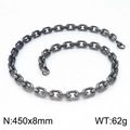 Collier pour homme en acier inoxydable gris foncé avec maillons hexagonaux 450x8mm - Collier Noir Fusil (45cm)