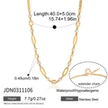 Detailansicht der Maße der 18k vergoldeten geometrischen Kette mit klaren Zirkonia - Quadratisch Runder Zirkonia Kette (JDN0311106) / 40+5cm / Gold Zirkonia Stil