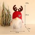 Gnome de Noël avec bonnet rouge, bois marron, corps gris et grande barbe blanche - Q1-30 Gnome Bonnet Rouge