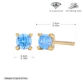 Detalle de los pendientes de plata 925 con circonitas redondas 5A azul claro - Plata 925 Bañada en Oro - Zirconia Azul Mar