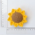 Handmade crochet sunflower pendant with yellow petals and brown center measuring 10cm - 6-Ring Large Sunflower Applique