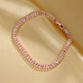 Roségoldenes Tennisarmband mit rechteckigen rosa Zirkonia-Steinen im Marquiseschliff - BP5113 Vergoldet [Zirkon ca. 6mm]