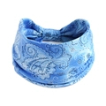 Bandeau de yoga élastique bleu avec motif paisley blanc pour performance sportive - Bandeau Paisley Bleu (#115)