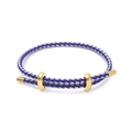 Adjustable purple and silver braided rope bracelet with gold sliding metal toggles - Purple + Green