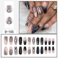Halloween spider web press on nails D-105 with long coffin shape and rhinestone details - Black Spider Web Marble Pattern Gradient Style (D-105) / 24 Pcs/Set
