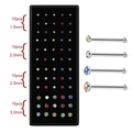 Set of 60 stainless steel nose studs with multicolor crystals in various gauge sizes - Straight Multicolor 1.5/2.0/2.5/3.0mm