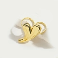 Modern gold-tone irregular heart earrings with a polished metallic finish on a white base - Polished Gold Heart Earrings / Gold