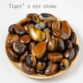 Polished natural tiger's eye stone crystals in a wooden bowl for home decor - 100g/Pack / Tiger Eye Stone Bracelet