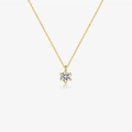 Minimalist s925 silver necklace with a six-prong gold chain and clear round zircon pendant - Necklace / White / 18K Gold