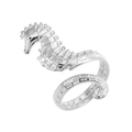 Klassischer 18k vergoldeter Seepferdchen-Ring aus Edelstahl, verstellbares Meeres-Design - Einstellbar Offen / Silber