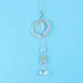 Detailed suncatcher with moon and star accents, gold chains, and pink crystal stones - Rose Quartz