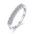 Elegant 925 sterling silver half-eternity ring featuring sparkling round moissanite stones - White