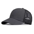 Dark grey and black mesh trucker hat with curved brim and paneled design - Adjustable / Dark Grey/Black Mesh