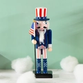 Casse-noisette soldat américain de 25cm en bois avec drapeau pour décoration de Noël - 25cm / 2505 Bleu