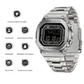 Silver square stainless steel digital sport watch with luminous screen and metal band - Silver Black (SANDA)
