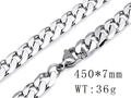 Cadena cubana de 7mm en acero de titanio plateado para hombre con cierre de langosta - Color Acero 450mm(KN10216-Z)