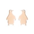 Cute penguin stud earrings in rose gold finish for women minimalist animal jewelry - Rose Gold