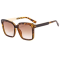 Gafas de sol cuadradas vintage con montura de carey y lentes degradadas en marrón - Marco de Leopardo Lentes Degradadas Té