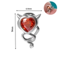 Silver stainless steel threadless labret with red heart devil charm 6.4mm by 9mm size - Devil Heart Style (#12)