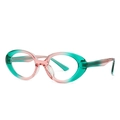 Occhiali ovali con montatura spessa e sfumatura trasparente rosa e verde smeraldo chic - C9 Rosa Verde Sfumato Lenti Trasparenti
