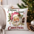 Christmas Santa Claus throw pillow cover with Merry Christmas vintage design - TQYM72-4 (Merry Christmas Santa)
