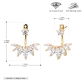 Detailansicht goldener Fächer-Ohrringe aus 925er Silber mit Zirkonia und Maßen - 925er Silber / 925 Silber Gelbgold beschichtet