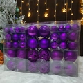 Set of purple Christmas baubles in matte, shiny, and glitter finishes for tree decoration - 100pcs PVC Boxed (Purple)