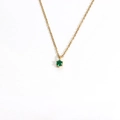 Minimalist 18K gold plated necklace featuring a round green zircon pendant in a four-prong setting - May-Green