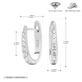 Dettaglio macro degli orecchini a cerchio in argento 925 con zirconi 5A e misure - Argento 925 / Argento 925 placcato oro bianco