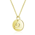 Golden Libra zodiac necklace with cutout pendant on minimalist stainless steel chain - Gold Libra