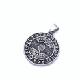 Vintage silver stainless steel Viking necklace featuring Tree of Life and runic runes - (Model B) Runes Tree of Life Pendant (No Chain)