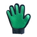 Green silicone pet grooming glove with black mesh and adjustable wrist strap - Right Hand / Green