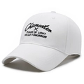 White baseball cap with black embroidered lettering and adjustable strap for women and men - Adjustable / White