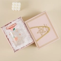 Pink glass mug with peach patterns and rabbit in a gift box with a straw and lid - Peach / Gift Box