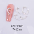7x12mm crescent moon nail charms with white faux pearls and silver metal base - Heart Style (MZH-9128)