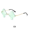 Fashionable rimless mushroom-shaped sunglasses with green lenses and gold metal frames - Light Green