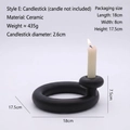Matte black ceramic ring candle holder for minimalist geometric table decoration - Matte Black - Style E Candle Holder