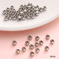 Bulk 4mm silver stainless steel round spacer beads for DIY bracelet making - 4mm (Hole approx 1.5mm) 50pcs/pack / Steel