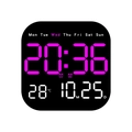 Reloj digital LED negro que muestra la hora en rosa y blanco sobre fondo blanco - Magenta