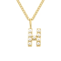 Elegant gold plated stainless steel letter H initial necklace with pearls for women - Letter H - Gold