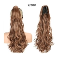 Brown highlighted large wave wavy ponytail hair extension with claw clip attachment - Brown Auburn Mixed