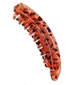 Classic 13cm amber leopard pattern banana hair clip with secure claw comb for ponytail - Transparent Dark Leopard