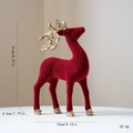 Deep red flocked Christmas elk figurine with gold glitter details, height 21cm - Style A Red Flocked Reindeer
