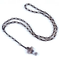 Grey striped agate beaded necklace with matching cross pendant on a white background - Grey Agate