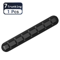 Black 7-slot silicone cable organizer with self-adhesive base for desktop management - 7 Holes / Black