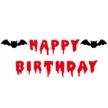Halloween bloody style Happy Birthday paper banner with black bat silhouettes decoration - Bat Happy Birthday Banner