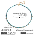Detailed size and material guide for blue turquoise stainless steel beaded necklace - Turquoise Beaded Style (JDN0307011)